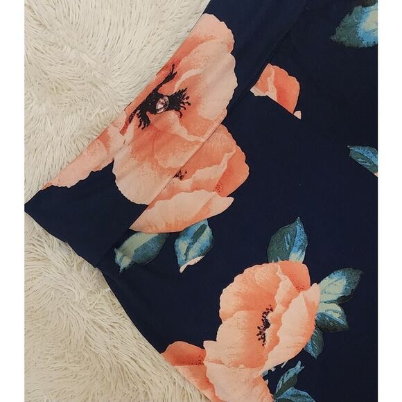 HONEY & LACE Womens Palazzo Wide Leg Floral Blue Pants Boho Retro Plus Size 2X - Picture 4 of 9